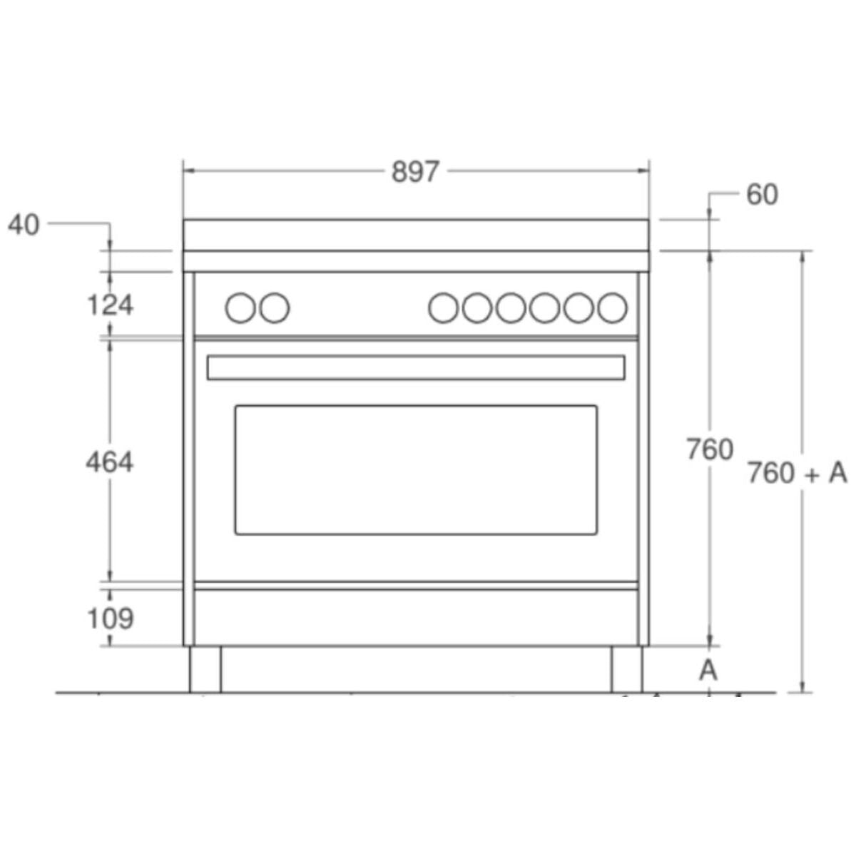 La Germania 90cm Freestanding Upright Stove with Induction cooktop TUS90IND60LAX