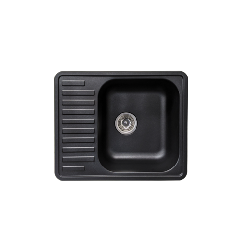 NCE 585mm One Piece Black Square Sink with Drain