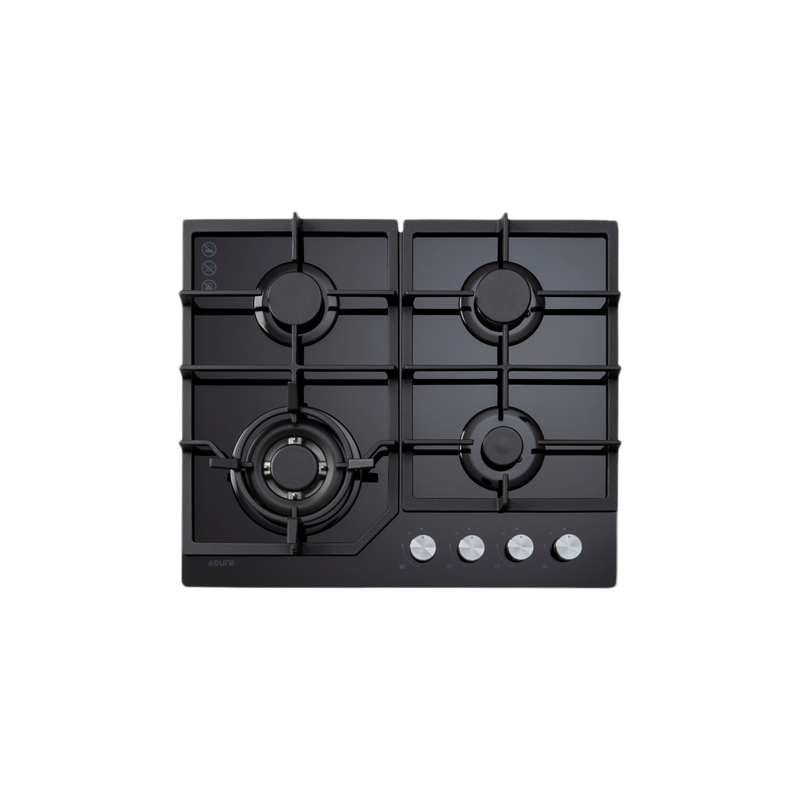 Euro Appliances 60cm Black Glass Gas Cooktop