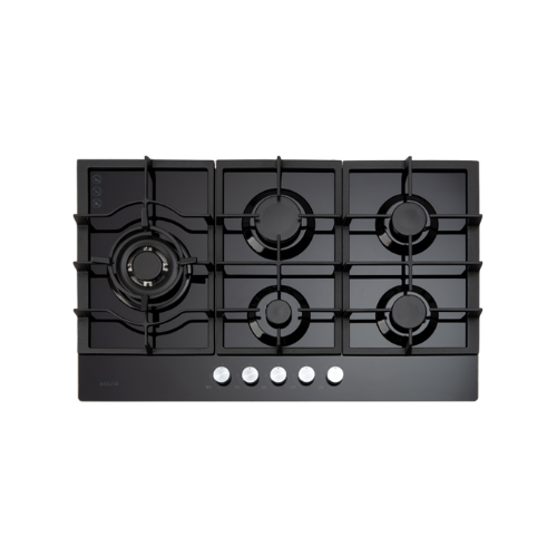 Euro Appliances 90cm Black Glass Gas Cooktop ECT900GBK2