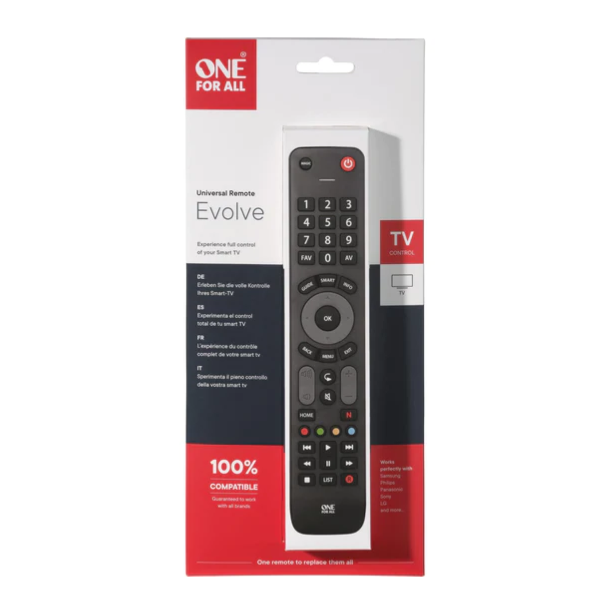 One For All Evolve TV Universal Remote Control for Smart TVs