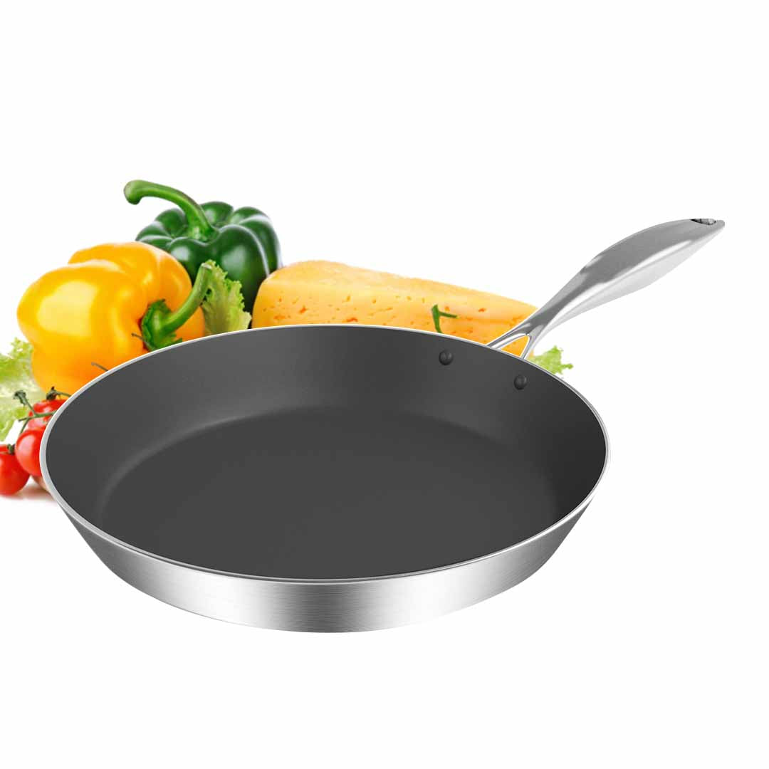 SOGA Stainless Steel Fry Pan 30cm Frying Pan Induction FryPan Non Stick Interior