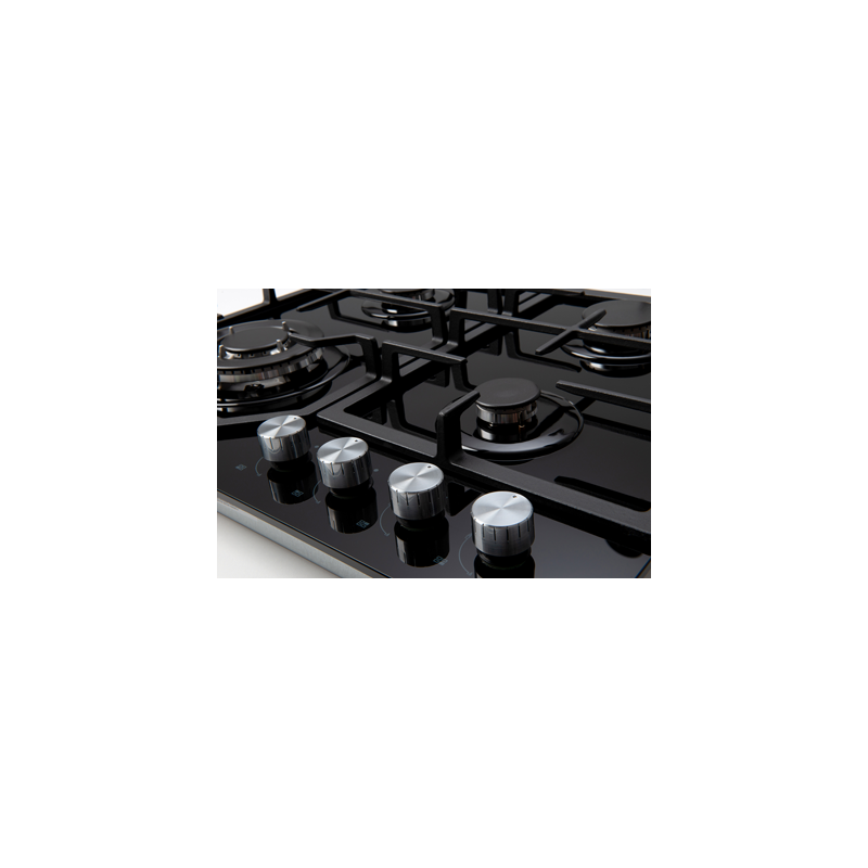 Euro Appliances 60cm Black Glass Gas Cooktop