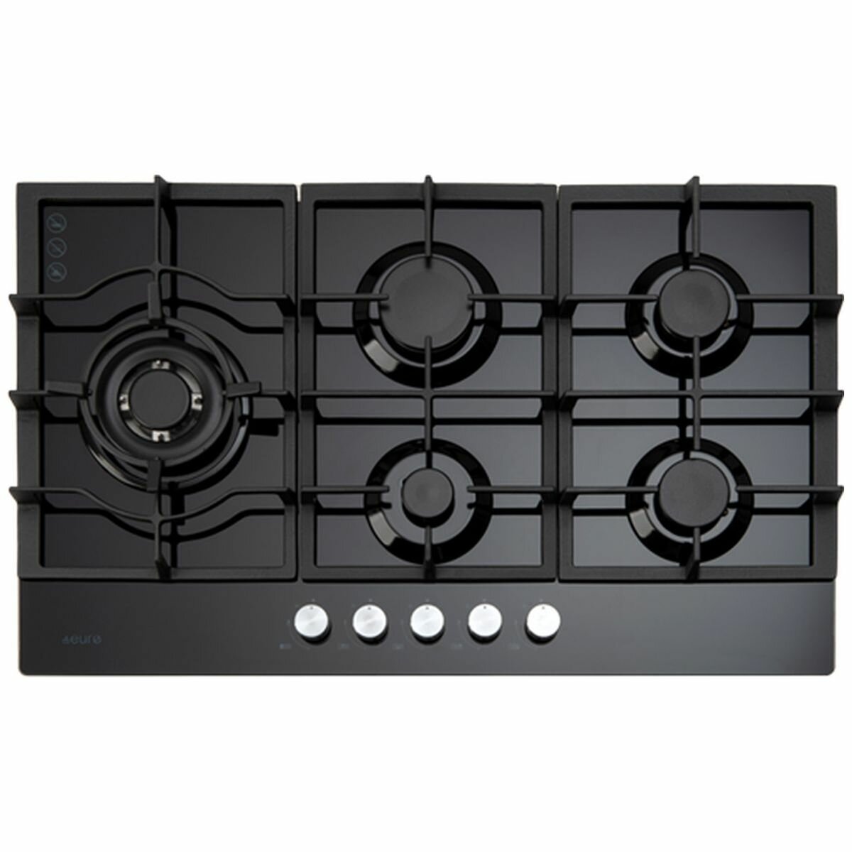 Euro Appliances 90cm Black Glass Gas Cooktop ECT900GBK2